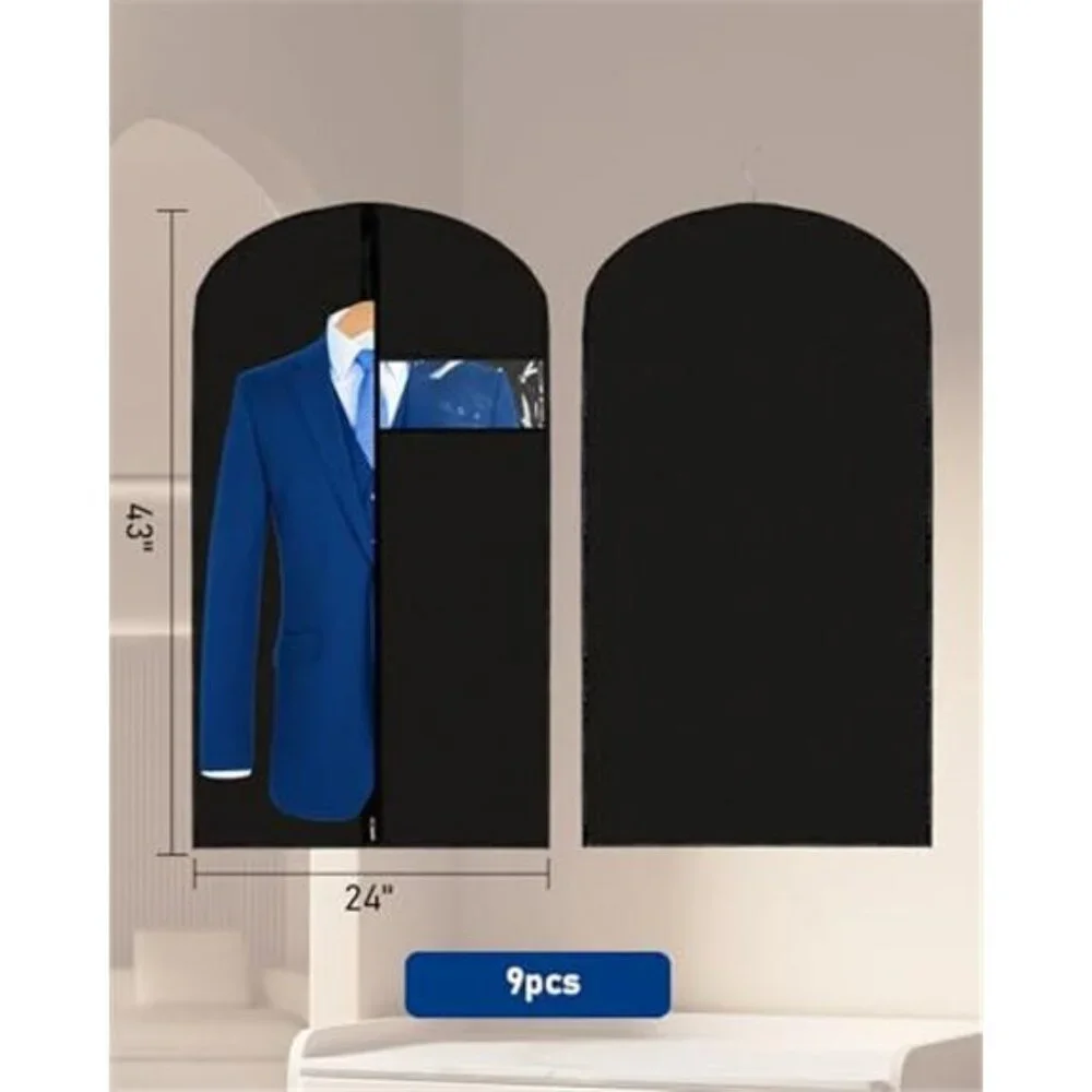 Garment Bags 24x43 Inch 9 Pack Suit Covers Hanging Clothes Jackets Travel Storag